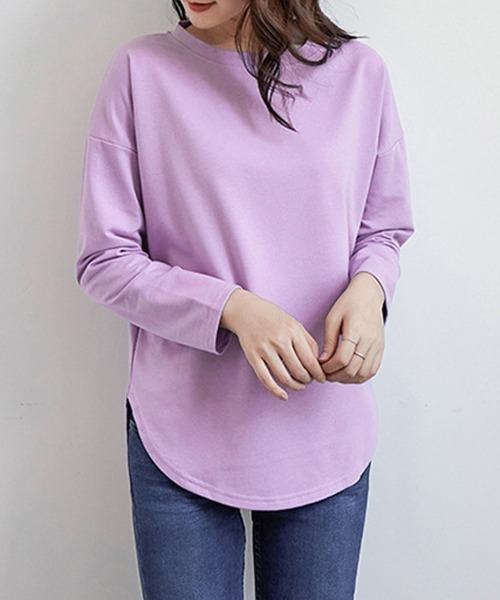 Miniministore(ミニミニストア)の「tシャツ スリット カットソー(Tシャツ/カットソー・レディース・ベージュ/ラベンダー/ホワイト/ブルー/ブラック・FREE)」の5枚目の写真