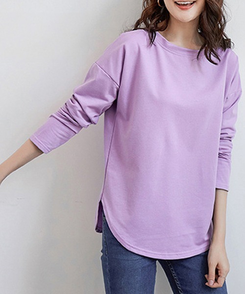 Miniministore(ミニミニストア)の「tシャツ スリット カットソー(Tシャツ/カットソー・レディース・ベージュ/ラベンダー/ホワイト/ブルー/ブラック・FREE)」の6枚目の写真