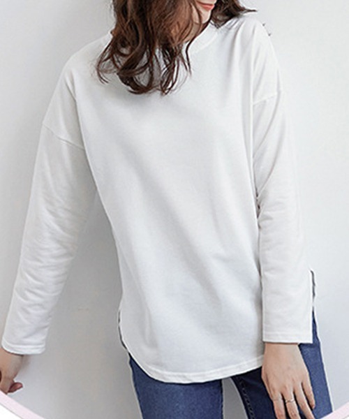 Miniministore(ミニミニストア)の「tシャツ スリット カットソー(Tシャツ/カットソー・レディース・ベージュ/ラベンダー/ホワイト/ブルー/ブラック・FREE)」の8枚目の写真