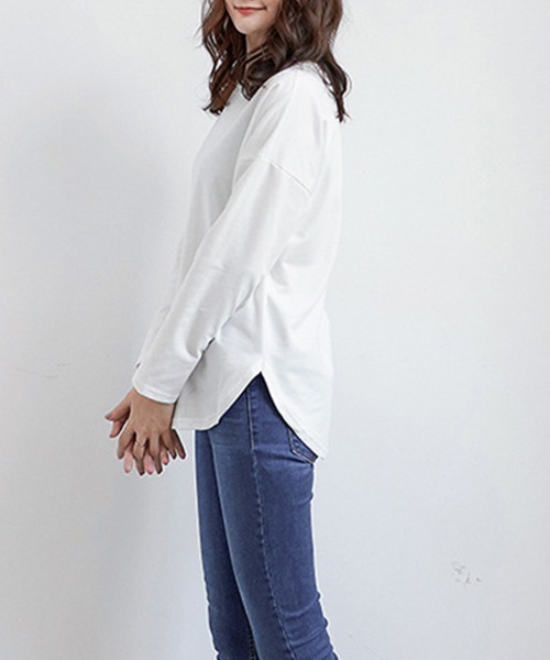 Miniministore(ミニミニストア)の「tシャツ スリット カットソー(Tシャツ/カットソー・レディース・ベージュ/ラベンダー/ホワイト/ブルー/ブラック・FREE)」の9枚目の写真