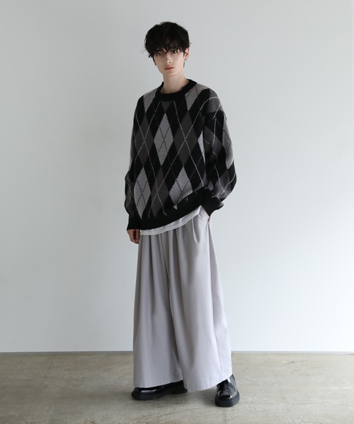 ASTRONOMY(アストロノミー)の「Buyer's select/モヘアライクジャガード総柄クルーネックニット(ニット/セーター・メンズ・ブラック系/グレー系2/ブラック系2/ネイビー系・M/L)」の8枚目の写真