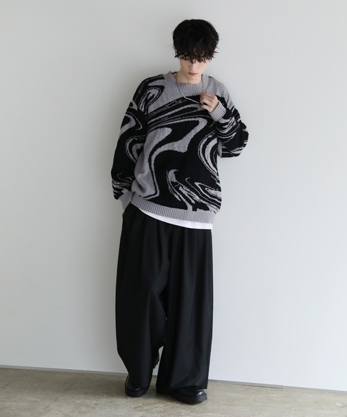 ASTRONOMY(アストロノミー)の「Buyer's select/モヘアライクジャガード総柄クルーネックニット(ニット/セーター・メンズ・ブラック系/グレー系2/ブラック系2/ネイビー系・M/L)」の14枚目の写真