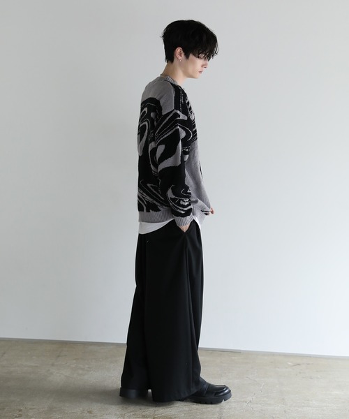 ASTRONOMY(アストロノミー)の「Buyer's select/モヘアライクジャガード総柄クルーネックニット(ニット/セーター・メンズ・ブラック系/グレー系2/ブラック系2/ネイビー系・M/L)」の15枚目の写真