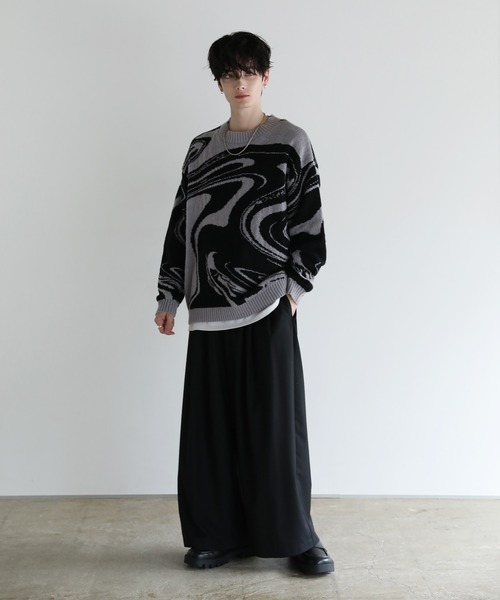 ASTRONOMY(アストロノミー)の「Buyer's select/モヘアライクジャガード総柄クルーネックニット(ニット/セーター・メンズ・ブラック系/グレー系2/ブラック系2/ネイビー系・M/L)」の17枚目の写真