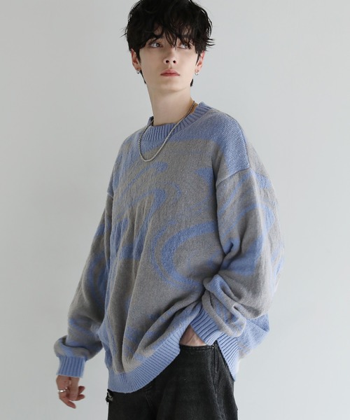 ASTRONOMY(アストロノミー)の「Buyer's select/モヘアライクジャガード総柄クルーネックニット(ニット/セーター・メンズ・ブラック系/グレー系2/ブラック系2/ネイビー系・M/L)」の18枚目の写真