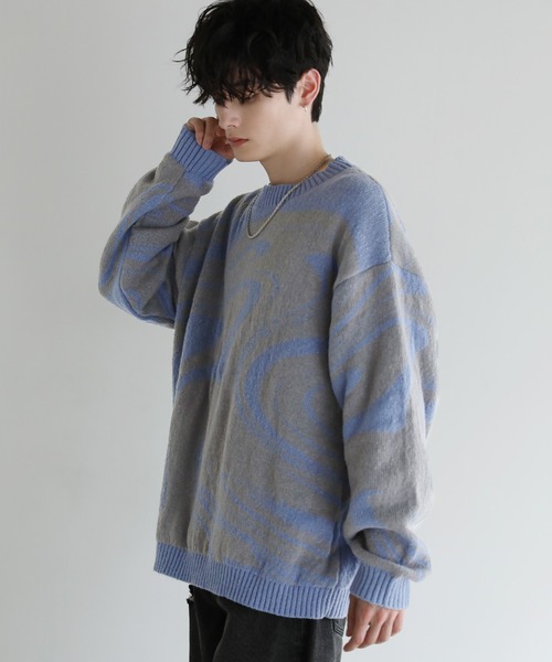 ASTRONOMY(アストロノミー)の「Buyer's select/モヘアライクジャガード総柄クルーネックニット(ニット/セーター・メンズ・ブラック系/グレー系2/ブラック系2/ネイビー系・M/L)」の19枚目の写真