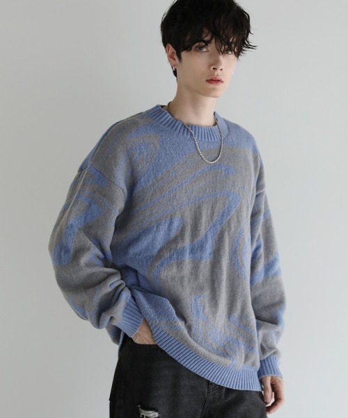 ASTRONOMY(アストロノミー)の「Buyer's select/モヘアライクジャガード総柄クルーネックニット(ニット/セーター・メンズ・ブラック系/グレー系2/ブラック系2/ネイビー系・M/L)」の20枚目の写真