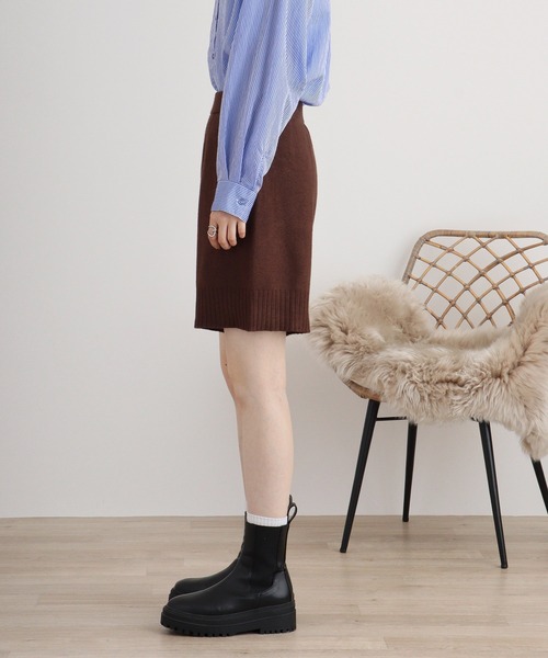 FUNALIVE(ファンアライブ)の「laulea ニット脇ポケット付 ゆったりハーフパンツ(その他パンツ・レディース・アイボリー/ダークブラウン/ブラック・M)」の6枚目の写真