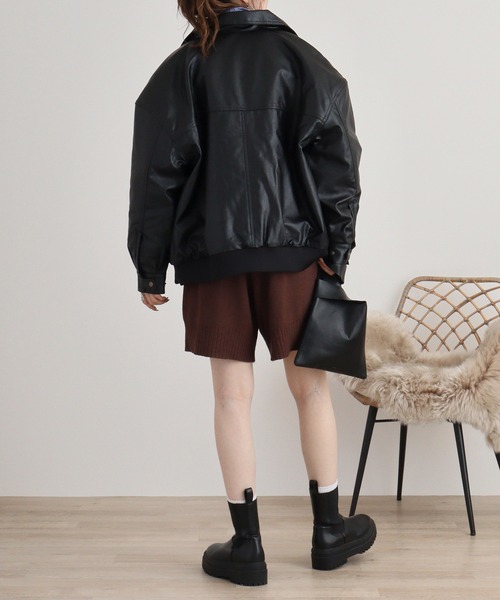 FUNALIVE(ファンアライブ)の「laulea ニット脇ポケット付 ゆったりハーフパンツ(その他パンツ・レディース・アイボリー/ダークブラウン/ブラック・M)」の8枚目の写真