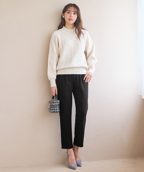 alotta(アロッタ)の「あったか裏起毛カットジョーゼットスリムパンツ(その他パンツ・レディース・グレイッシュブルー/ブラック/ベージュ/ダークグリーン/モカ・L/M/3L/LL)」の9枚目の写真
