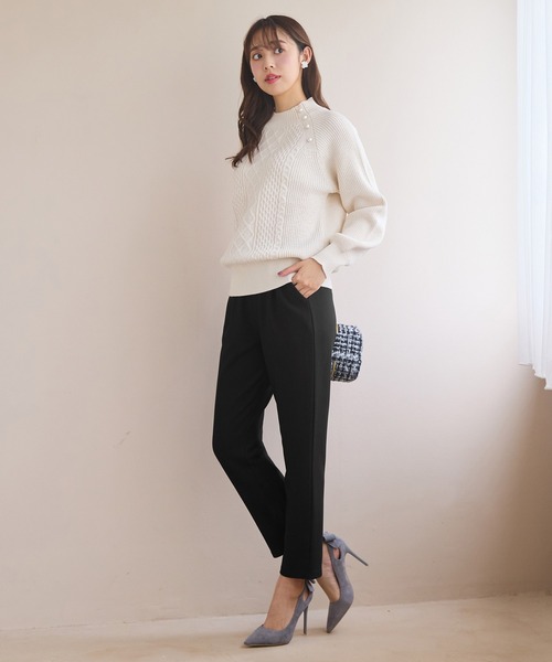 alotta(アロッタ)の「あったか裏起毛カットジョーゼットスリムパンツ(その他パンツ・レディース・グレイッシュブルー/ブラック/ベージュ/ダークグリーン/モカ・L/M/3L/LL)」の10枚目の写真