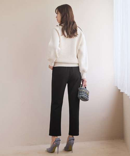 alotta(アロッタ)の「あったか裏起毛カットジョーゼットスリムパンツ(その他パンツ・レディース・グレイッシュブルー/ブラック/ベージュ/ダークグリーン/モカ・L/M/3L/LL)」の11枚目の写真