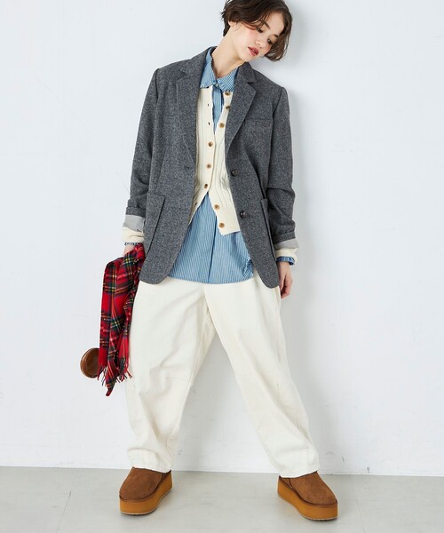 fredy emue(フレディエミュ)の「ツィードオーバージャケットコート(テーラードジャケット・レディース・ダークブラウン/チャコールグレー・38)」の5枚目の写真