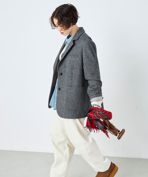 fredy emue(フレディエミュ)の「ツィードオーバージャケットコート(テーラードジャケット・レディース・ダークブラウン/チャコールグレー・38)」の9枚目の写真