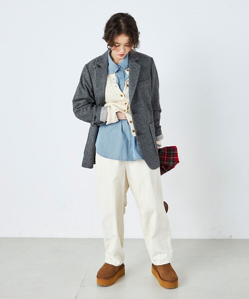 fredy emue(フレディエミュ)の「ツィードオーバージャケットコート(テーラードジャケット・レディース・ダークブラウン/チャコールグレー・38)」の12枚目の写真