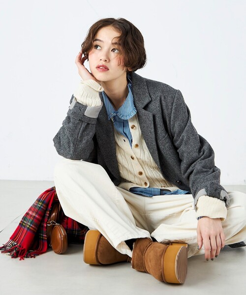 fredy emue(フレディエミュ)の「ツィードオーバージャケットコート(テーラードジャケット・レディース・ダークブラウン/チャコールグレー・38)」の15枚目の写真