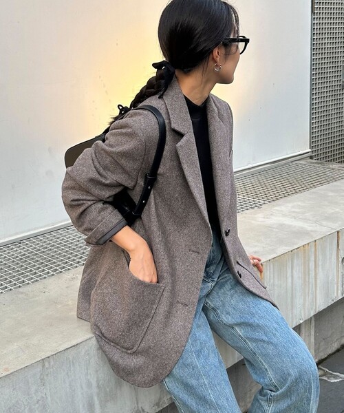 fredy emue(フレディエミュ)の「ツィードオーバージャケットコート(テーラードジャケット・レディース・ダークブラウン/チャコールグレー・38)」の20枚目の写真