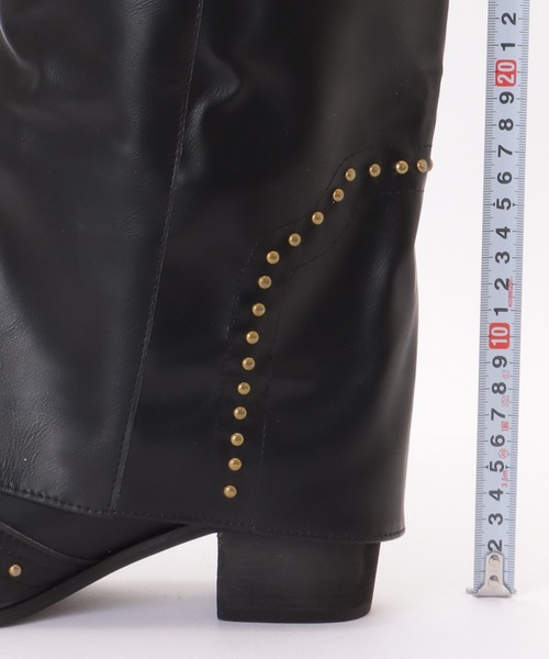 Lace Ladies(レースレディース)の「スタッズ付き レッグカバー風 ロング ウエスタン ブーツ(ブーツ・レディース・ブラック・23cm/23.5cm/24cm/24.5cm/25cm/22.5cm)」の20枚目の写真