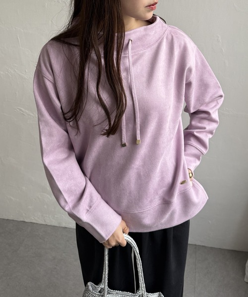 ikka（イッカ）の「【親子コーデ】GOKU楽フェイクスエードスピンドルプルオーバー（スウェット・レディース・ベージュ/モカ/ブラック/スカイブルー/ダークラベンダー・M/L/S）」の5枚目の写真