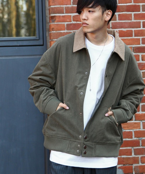 ZIP FIVE(ジップファイブ)の「【ZIP FIVE】 コーデュロイ バイカラー ルーズシルエット スタジャン / ジャケット(ブルゾン・メンズ・オリーブ系/キャメル/ベージュ系/ブラック×グレー・MEDIUM/LARGE/X-LARGE)」の14枚目の写真