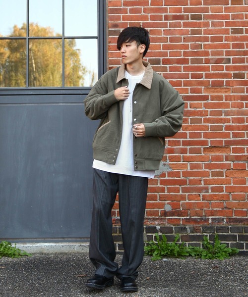 ZIP FIVE(ジップファイブ)の「【ZIP FIVE】 コーデュロイ バイカラー ルーズシルエット スタジャン / ジャケット(ブルゾン・メンズ・オリーブ系/キャメル/ベージュ系/ブラック×グレー・MEDIUM/LARGE/X-LARGE)」の18枚目の写真