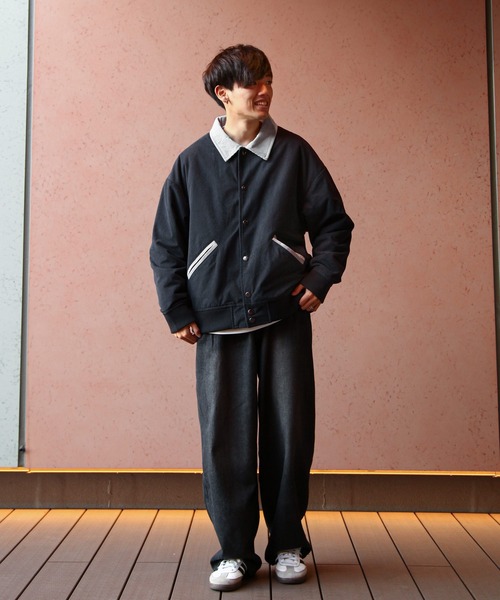 ZIP FIVE(ジップファイブ)の「【ZIP FIVE】 コーデュロイ バイカラー ルーズシルエット スタジャン / ジャケット(ブルゾン・メンズ・オリーブ系/キャメル/ベージュ系/ブラック×グレー・MEDIUM/LARGE/X-LARGE)」の8枚目の写真