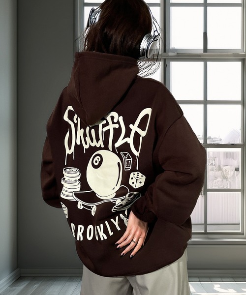 セール】一目惚れ 映えグラフィック フードロゴ 暖か 裏起毛 パーカー