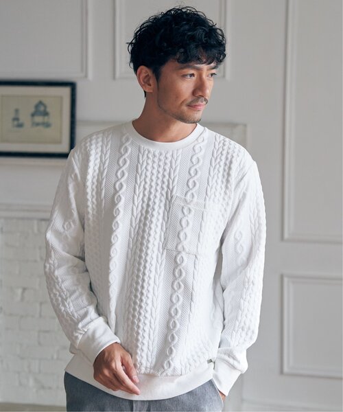 ikka（イッカ）の「フクレジャカードクルーネックプルオーバー（スウェット・メンズ・ブルー/ネイビー/ベージュ/ホワイト・M/L/XL/S）」の8枚目の写真