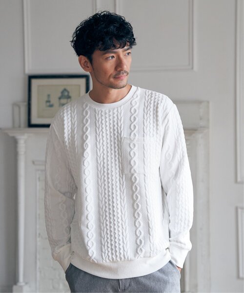 ikka（イッカ）の「フクレジャカードクルーネックプルオーバー（スウェット・メンズ・ブルー/ネイビー/ベージュ/ホワイト・M/L/XL/S）」の9枚目の写真