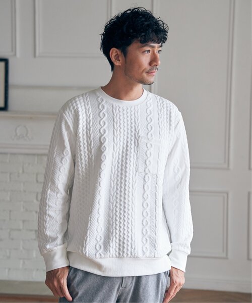ikka（イッカ）の「フクレジャカードクルーネックプルオーバー（スウェット・メンズ・ブルー/ネイビー/ベージュ/ホワイト・M/L/XL/S）」の10枚目の写真