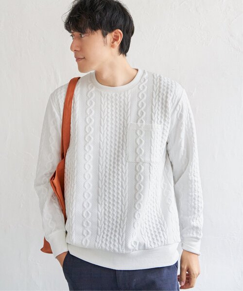 ikka（イッカ）の「フクレジャカードクルーネックプルオーバー（スウェット・メンズ・ブルー/ネイビー/ベージュ/ホワイト・M/L/XL/S）」の11枚目の写真