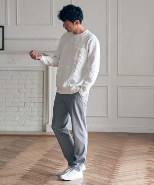 ikka（イッカ）の「フクレジャカードクルーネックプルオーバー（スウェット・メンズ・ブルー/ネイビー/ベージュ/ホワイト・M/L/XL/S）」の12枚目の写真