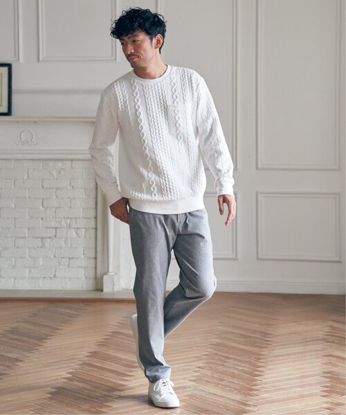 ikka（イッカ）の「フクレジャカードクルーネックプルオーバー（スウェット・メンズ・ブルー/ネイビー/ベージュ/ホワイト・M/L/XL/S）」の13枚目の写真
