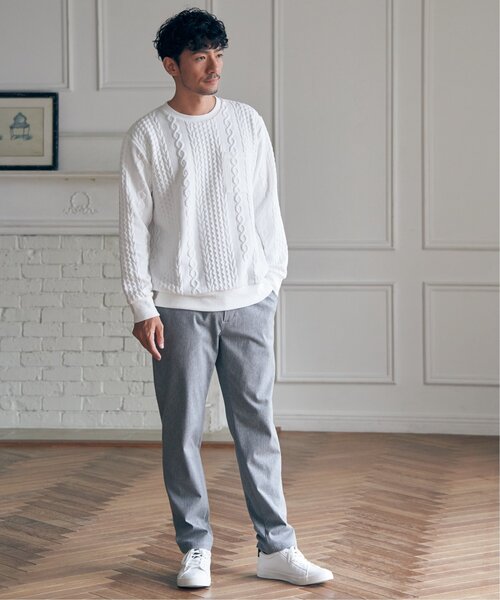 ikka（イッカ）の「フクレジャカードクルーネックプルオーバー（スウェット・メンズ・ブルー/ネイビー/ベージュ/ホワイト・M/L/XL/S）」の14枚目の写真