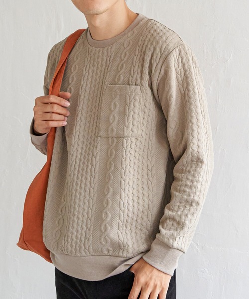 ikka（イッカ）の「フクレジャカードクルーネックプルオーバー（スウェット・メンズ・ブルー/ネイビー/ベージュ/ホワイト・M/L/XL/S）」の2枚目の写真