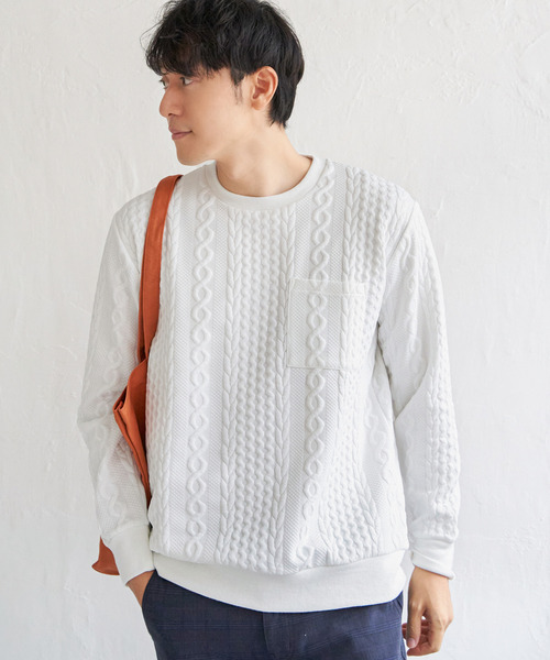 ikka（イッカ）の「フクレジャカードクルーネックプルオーバー（スウェット・メンズ・ブルー/ネイビー/ベージュ/ホワイト・M/L/XL/S）」の7枚目の写真