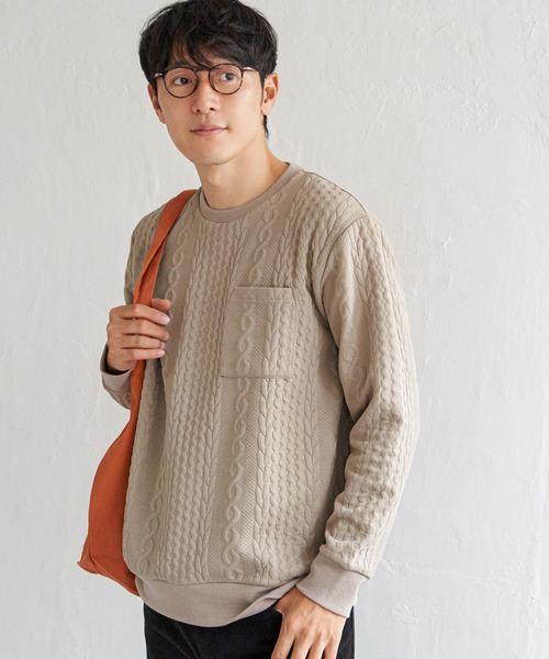 ikka（イッカ）の「フクレジャカードクルーネックプルオーバー（スウェット・メンズ・ブルー/ネイビー/ベージュ/ホワイト・M/L/XL/S）」の6枚目の写真