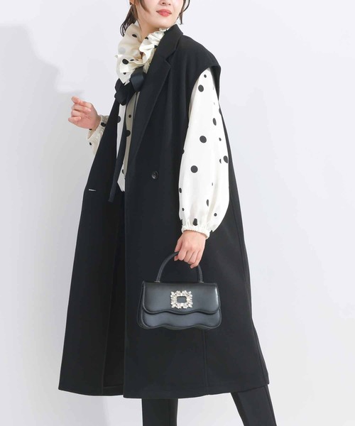 DIARIUM(ディアリウム)の「【日本製】ニードルストレッチテーラードジレ(ベスト・レディース・ブラック/チャコールグレー・M)」の1枚目の写真