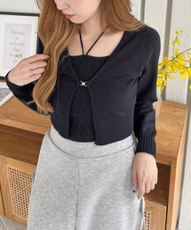 clear | ケーブルニットキャミソール＋カーディガンセット[上品 大人 綺麗目] ≪再入荷≫(カーディガン/ボレロ)