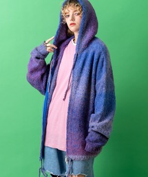 a.p.o.v. グラデーションスラブニットジップアップパーカー