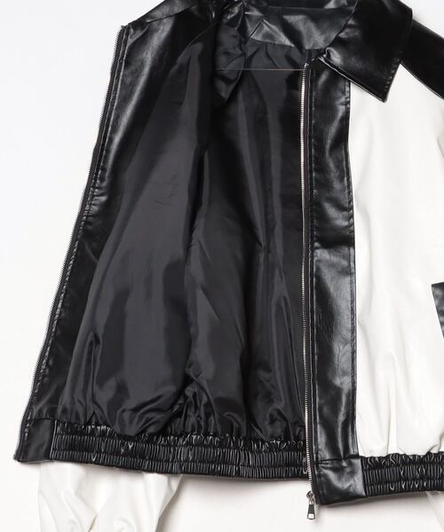 セール】モノトーンステンカラーPUジャケット（その他アウター