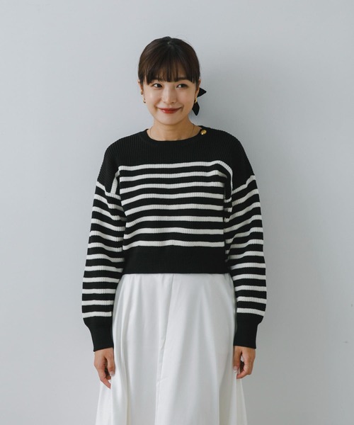 F by ROSSO　ウォッシャブル片畦ボタンニット セール】F by ROSSO ウォッシャブル片畦ボタンニット（ニット