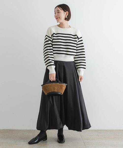 F by ROSSO（エフバイロッソ）の「F by ROSSO　ウォッシャブル片畦ボタンニット（ニット/セーター・レディース・ブラック系その他/ホワイト系その他/ダークブラウン・FREE）」の17枚目の写真