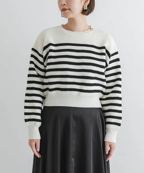 F by ROSSO（エフバイロッソ）の「F by ROSSO　ウォッシャブル片畦ボタンニット（ニット/セーター・レディース・ブラック系その他/ホワイト系その他/ダークブラウン・FREE）」の16枚目の写真