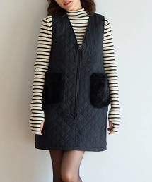 M y u | ファーポケット キルティング　ジレワンピ(ワンピース)