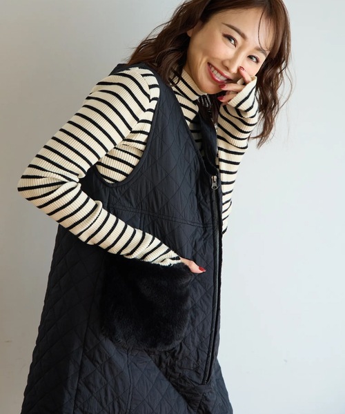 M y u(ミュー)の「ファーポケット キルティング ジレワンピ(ワンピース・レディース・ブラック・FREE)」の19枚目の写真