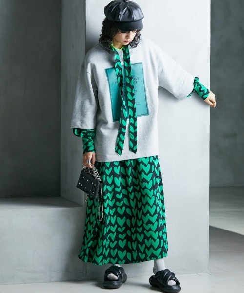 大きいサイズ！UNTITLED 幾何学 ボウタイ ロングワンピース44 大きい