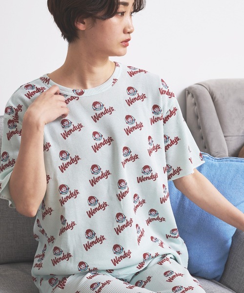 FRUIT OF THE LOOM（フルーツオブザルーム）の「FTL×Wendy'sワッフルルームウエア / ワンマイルウェア / パジャマセット ルームセット セットアップ 上下2点セット / ギフト プレゼント（その他ルームウェア・レディース・オフホワイト/ブルー・S/M/L）」の9枚目の写真
