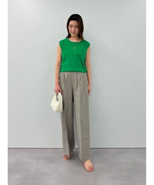 UR'S（ユアーズ）の「リネンライクサイドベルトデザインタックワイドパンツ（その他パンツ・レディース・ブラック/アイボリー/ダークブラウン/ブルー系その他/ダークグレー/サンドベージュ・S/M/L）」の8枚目の写真