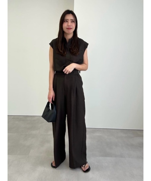 UR'S（ユアーズ）の「リネンライクサイドベルトデザインタックワイドパンツ（その他パンツ・レディース・ブラック/アイボリー/ダークブラウン/ブルー系その他/ダークグレー/サンドベージュ・S/M/L）」の14枚目の写真